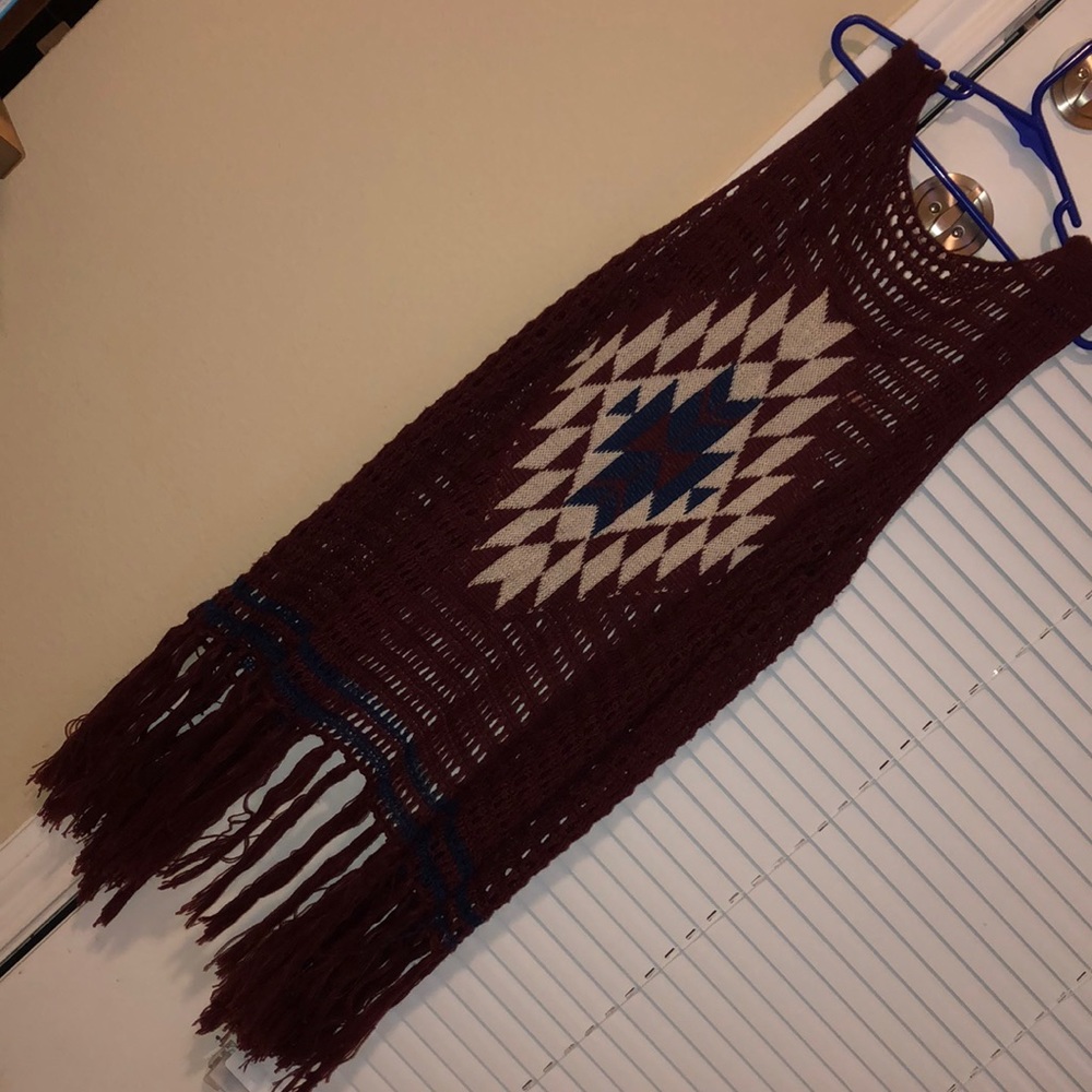 Fringe trimmed tribal cardigan